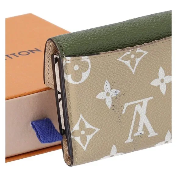 Louis Vuitton M67640 Monogram Giant Portefeuille Zoe Khaki Trifold Wallet w Box - Picture 4 of 16
